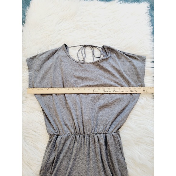 Women's Heather Gray Stretch Wide Leg Flowy Romper Jumpsuit L Business Casual - Picture 6 of 7